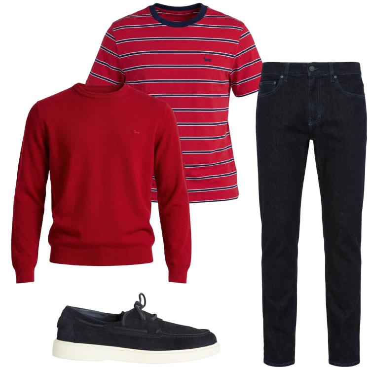 Outfit uomo - Total look #2356757. Stile Casual per Tutti i giorni. Abbinamento con jeans, scarpe stringate, pullovers, t-shirt.