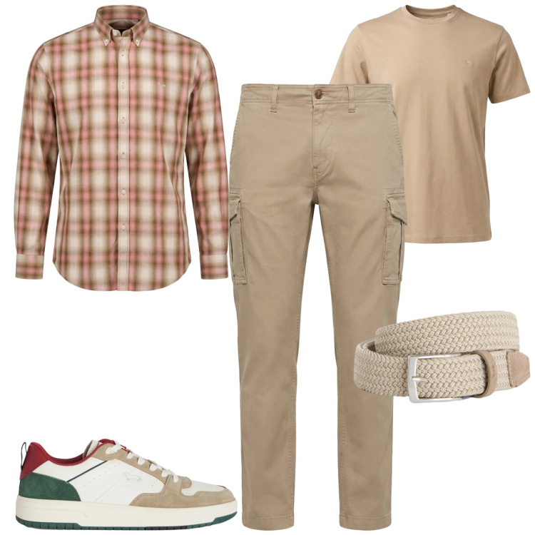 Outfit uomo - Harmont & Blaine. Stile Casual per Tutti i giorni. Abbinamento con cinture, sneakers, pantaloni cargo, camicie, t-shirt.