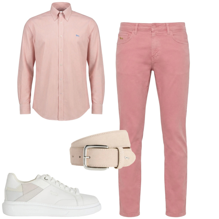 Outfit uomo - Pink. Stile Urban per Tutti i giorni. Abbinamento con sneakers, cinture, pantaloni, camicie.