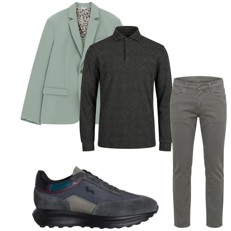 Outfit uomo - Total look #2356914. Stile Trendy per Serata speciale. Abbinamento con sneakers, pantaloni, polo, giacche.