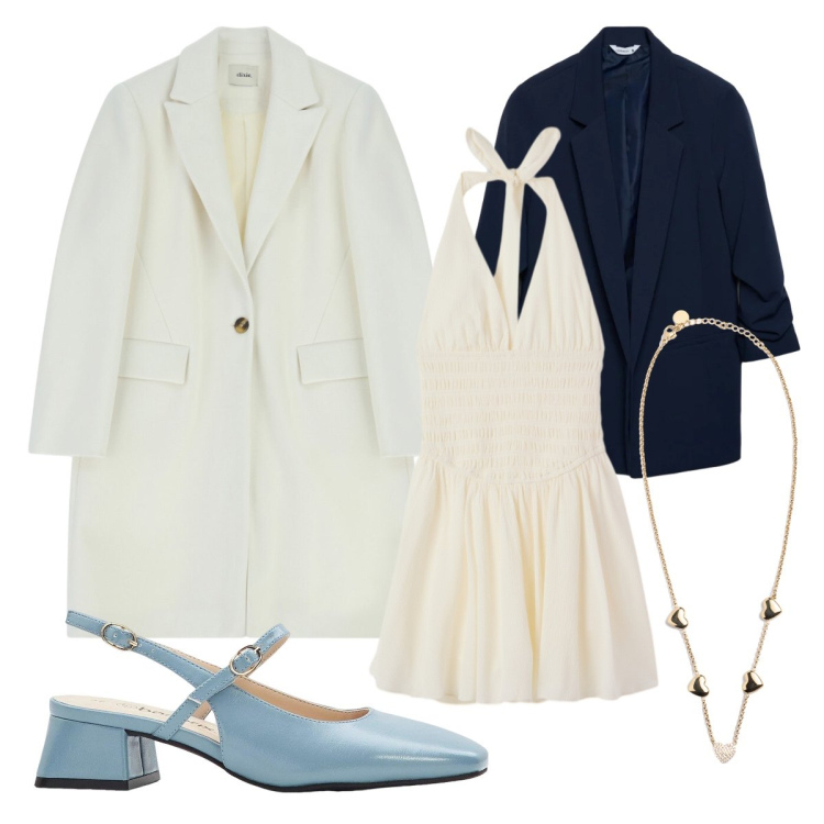 Outfit donna - Glam marzo. Stile Glamour per Tutti i giorni. Abbinamento con décolleté, blazer, tuta corta, cappotti, collane.