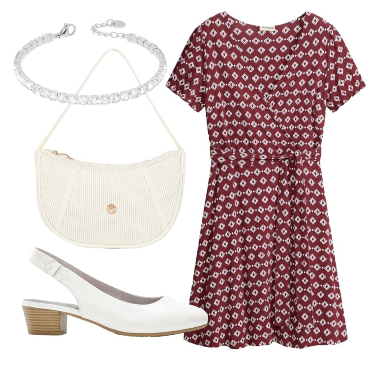 Outfit donna - Total look #2356974. Stile Bon Ton per Ufficio. Abbinamento con vestiti, décolleté, borse a mano, braccialetti.
