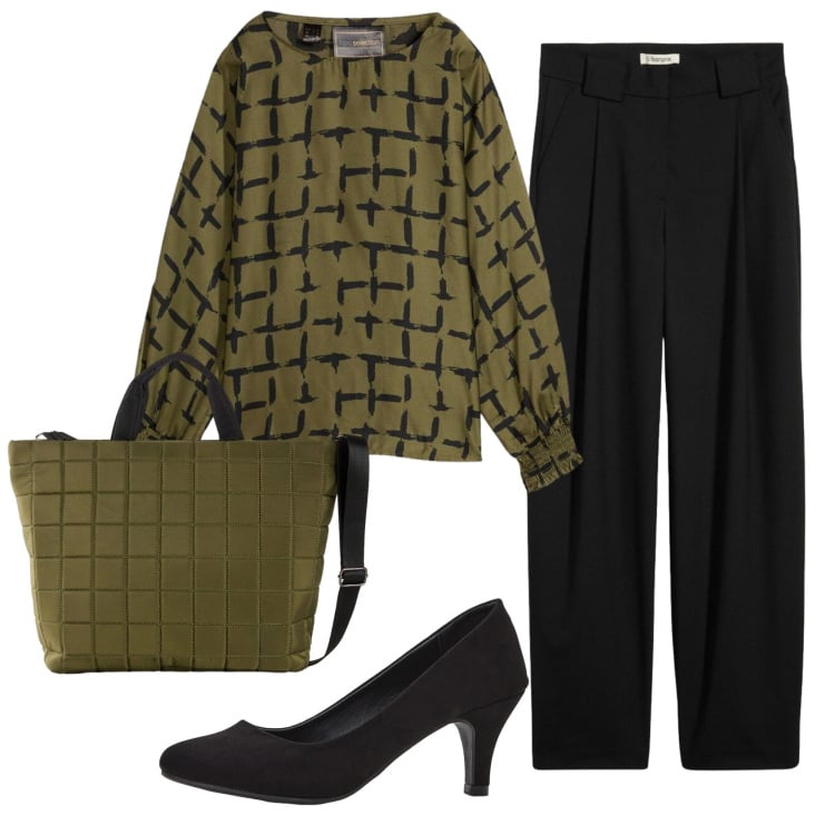 Outfit donna - Total look #2356980. Stile Basic per Ufficio. Abbinamento con bluse, pantaloni, shopping bag, décolleté.