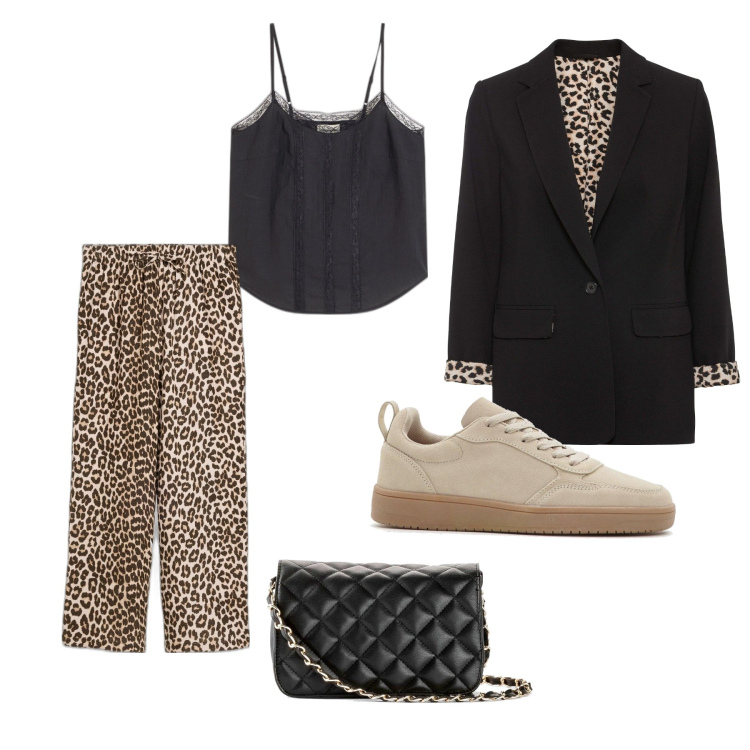 Outfit femme - Léo and co. Style Sporty chic pour Tous les jours. Assortir avec sacs en bandoulière, blazers, pantalon , hauts, sneakers.