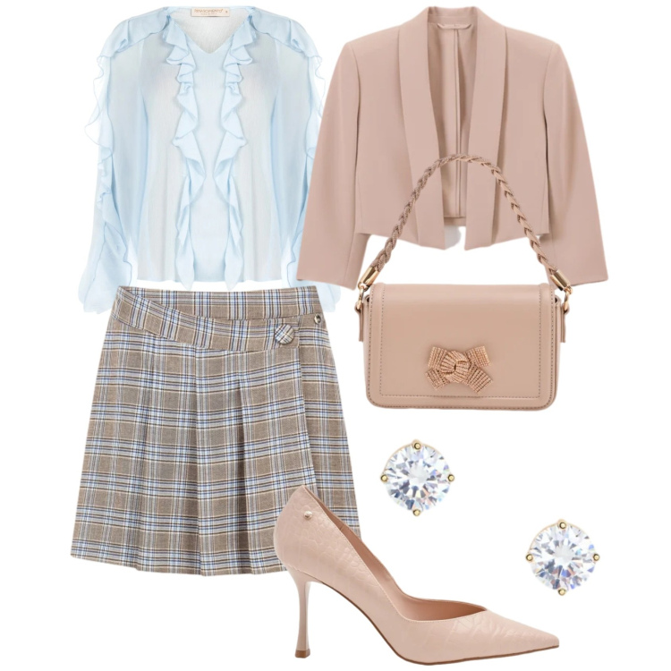 Outfit donna - Rinascimento - effortless elegance. Stile Chic per Cerimonia. Abbinamento con pochette, décolleté, bolero, bluse, gonne, orecchini.