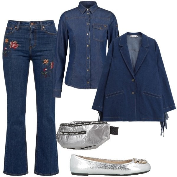 Outfit donna - Denim, but Make It 2026. Stile Casual chic per Tutti i giorni. Abbinamento con ballerine, marsupi, jeans, camicie, blazer.