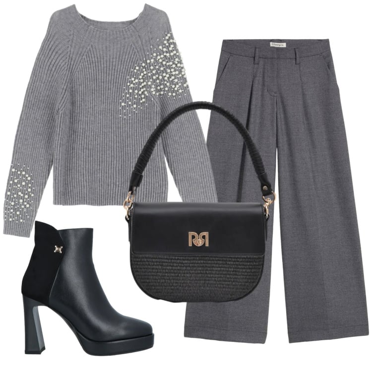 Outfit donna - Total look #2357054. Stile Basic per Ufficio. Abbinamento con stivaletti, pantaloni, borse a spalla, maglieria.