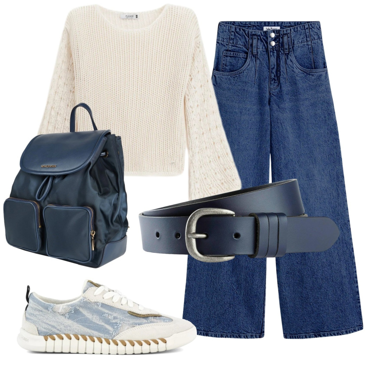 Outfit donna - Total look #2357060. Stile Basic per Tutti i giorni. Abbinamento con zaini, jeans, cinture, maglieria, sneakers.
