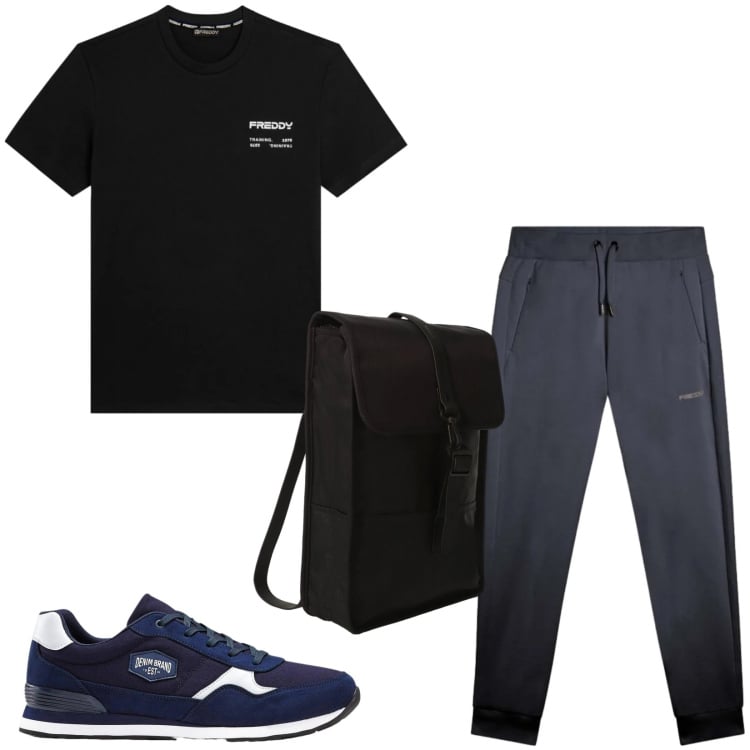 Outfit uomo - Total look #2357164. Stile Urban per Sport. Abbinamento con sneakers, borse sportive, pantaloni, t-shirt.