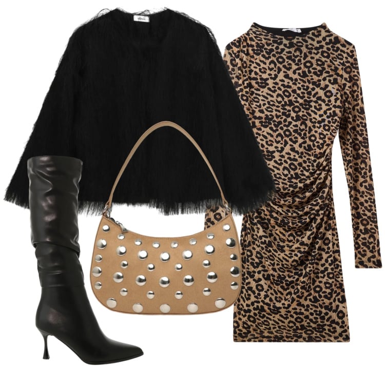 Outfit donna - Total look #2357213. Stile Casual chic per Serata fuori. Abbinamento con vestiti midi/longuette, borse a tracolla, stivali sopra il ginocchio, blazer.