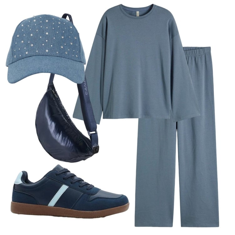 Outfit donna - Total look #2357221. Stile Casual per Sport. Abbinamento con tute, sneakers, cappelli, borse a tracolla.