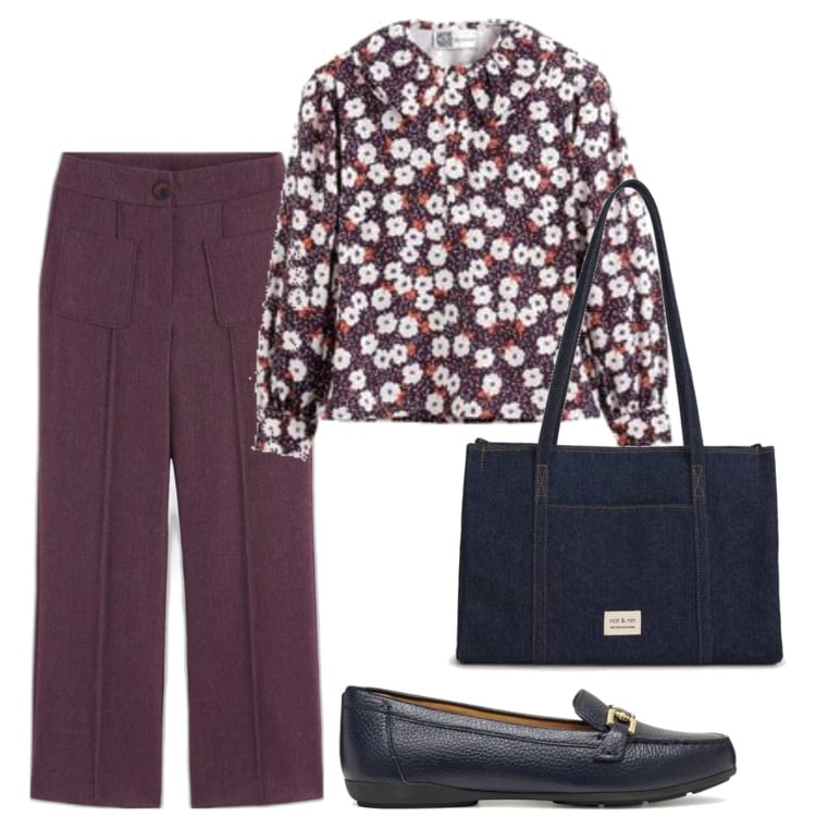 Outfit mujer - Urban style. Estilo Urban para Todos los días. Combinación con bolso tote, blusas, mocasines, pantalones.