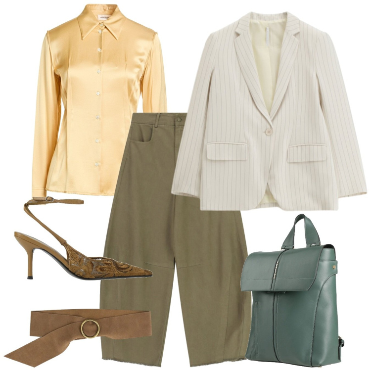 Outfit donna - Balloons. Stile Chic per Tutti i giorni. Abbinamento con décolleté, camicie, zaini, blazer, cinture, pantaloni a palazzo.