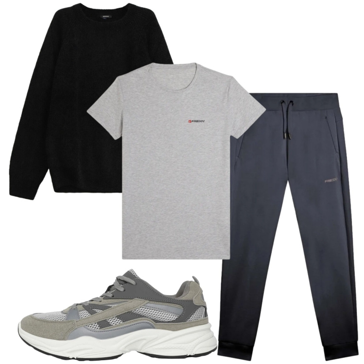 Outfit uomo - Total look #2357566. Stile Urban per Sport. Abbinamento con maglieria, sneakers, pantaloni, t-shirt sportive.