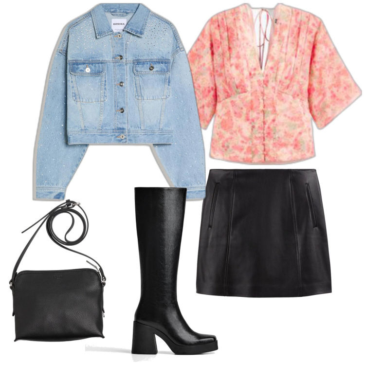 Outfit mujer - Chic #2128. Estilo Chic para Todos los días. Combinación con bolsos saco, minifaldas, blusas, botas, blazers.