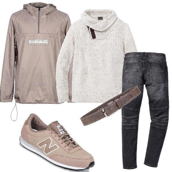 Outfit uomo - Casual #523. Stile Casual per Tutti i giorni. Abbinamento con maglieria, jeans slim fit.