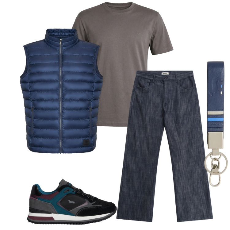Outfit uomo - Total look #2357871. Stile Trendy per Tutti i giorni. Abbinamento con sneakers, portachiavi, t-shirt, jeans, piumini.