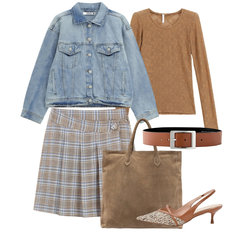 Outfit donna - Denim, but Make It 2026. Stile Preppy per Tutti i giorni. Abbinamento con cinture, bluse, blazer, décolleté, gonne, borse a mano.