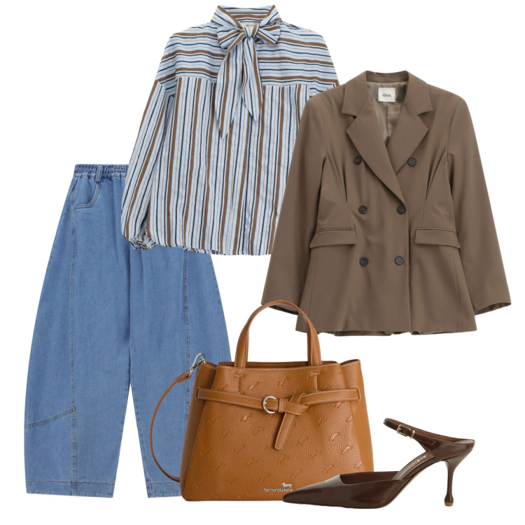 Outfit donna - Denim, but Make It 2026. Stile Bon Ton per Tutti i giorni. Abbinamento con borse a mano, bluse, blazer, décolleté, jeans.
