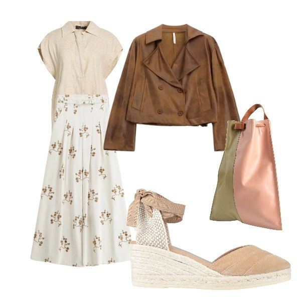 Outfit donna - scarpe leggere. Stile Casual chic per Ufficio. Abbinamento con espadrillas, zaini, camicie a manica corta, giacche, pantaloni a palazzo.