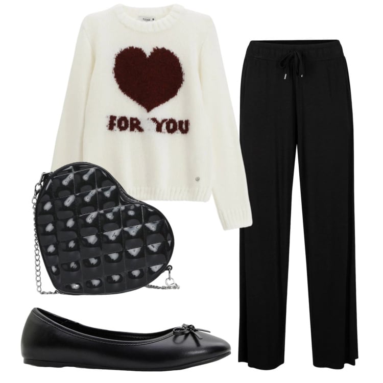 Outfit donna - Total look #2358014. Stile Romantica per Tutti i giorni. Abbinamento con pantaloni, ballerine, borse a tracolla, pullovers.