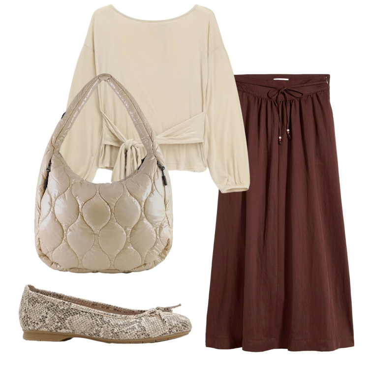 Outfit donna - Total look #2358015. Stile Basic per Tutti i giorni. Abbinamento con gonne lunghe, ballerine, top, borse tote.