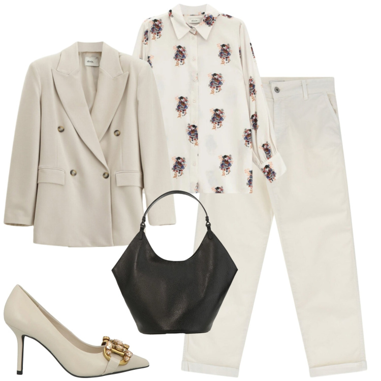 Outfit donna - Minimal chic. Stile Minimal per Tutti i giorni. Abbinamento con décolleté, borse a spalla, blazer, jeans, camicie.
