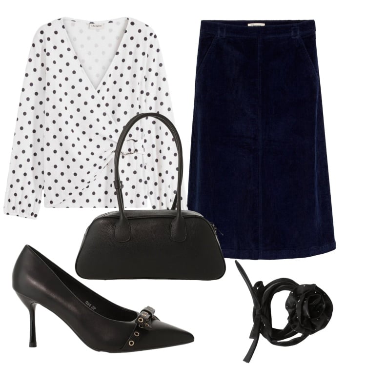 Outfit donna - Total look #2358042. Stile Bon Ton per Serata fuori. Abbinamento con bluse, gonne, collane, décolleté, borse a mano.