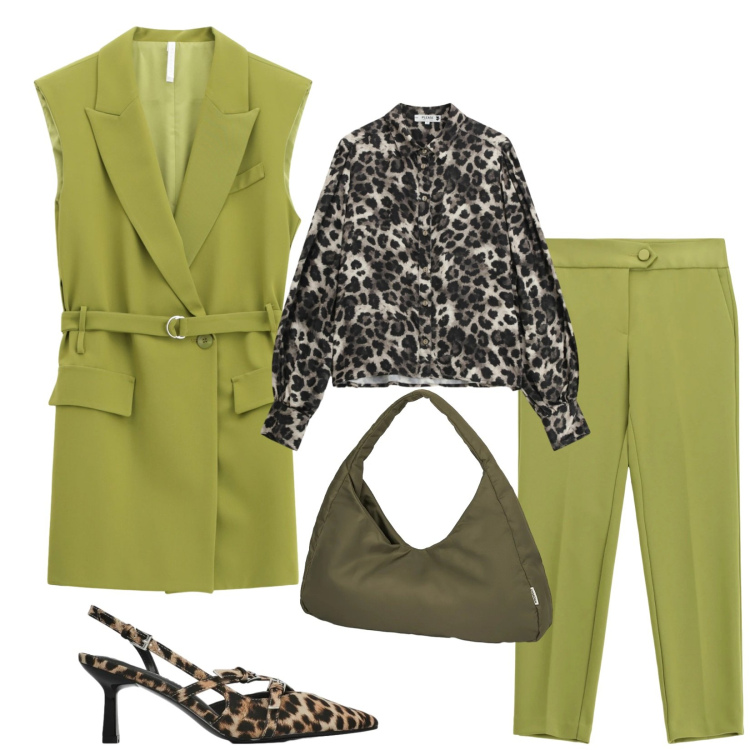 Outfit donna - Total look #2358095. Stile Chic per Cerimonia. Abbinamento con décolleté, pantaloni, gilet, camicie, borse a spalla.