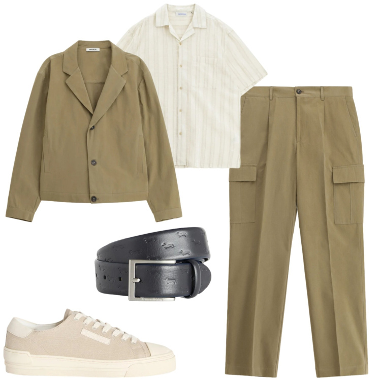 Outfit uomo - Imperial. Stile Urban per Tutti i giorni. Abbinamento con sneakers, cinture, pantaloni cargo, giacche, camicie a manica corta.