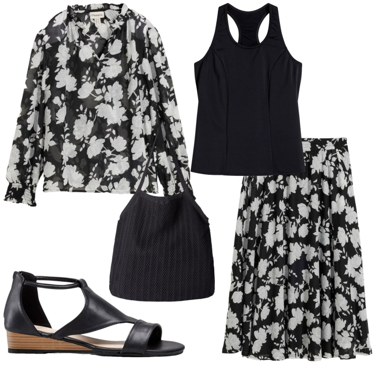 Outfit donna - Total look #2358132. Stile Basic per Tutti i giorni. Abbinamento con sandali, tuniche, top, gonne lunghe, shopping bag.