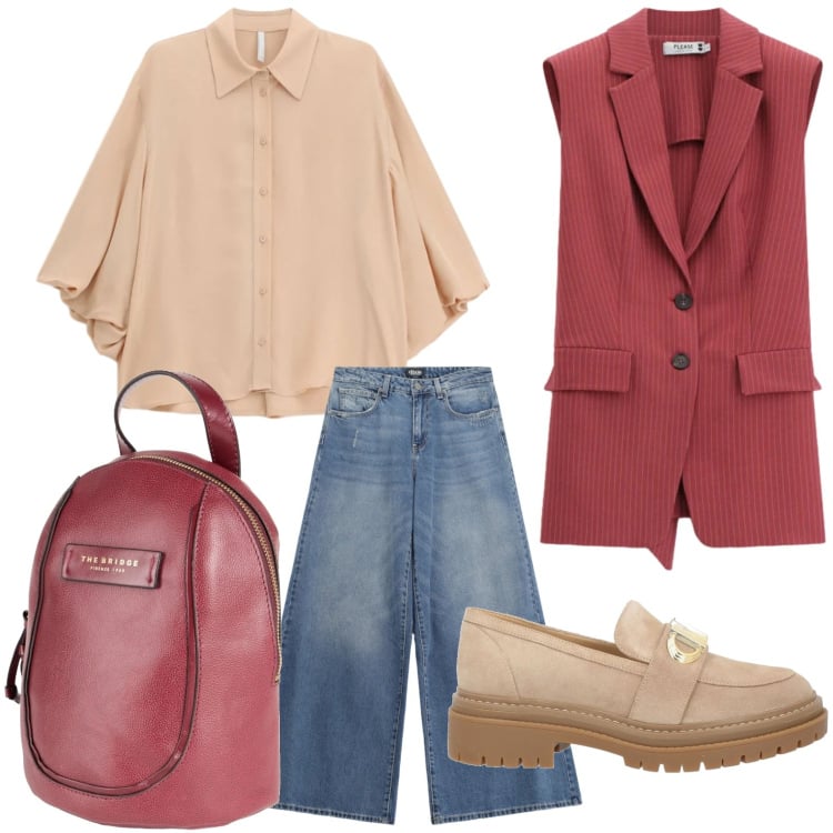 Outfit donna - Gilet intrigante. Stile Urban per Tutti i giorni. Abbinamento con zaini, mocassini, camicie, jeans, gilet.