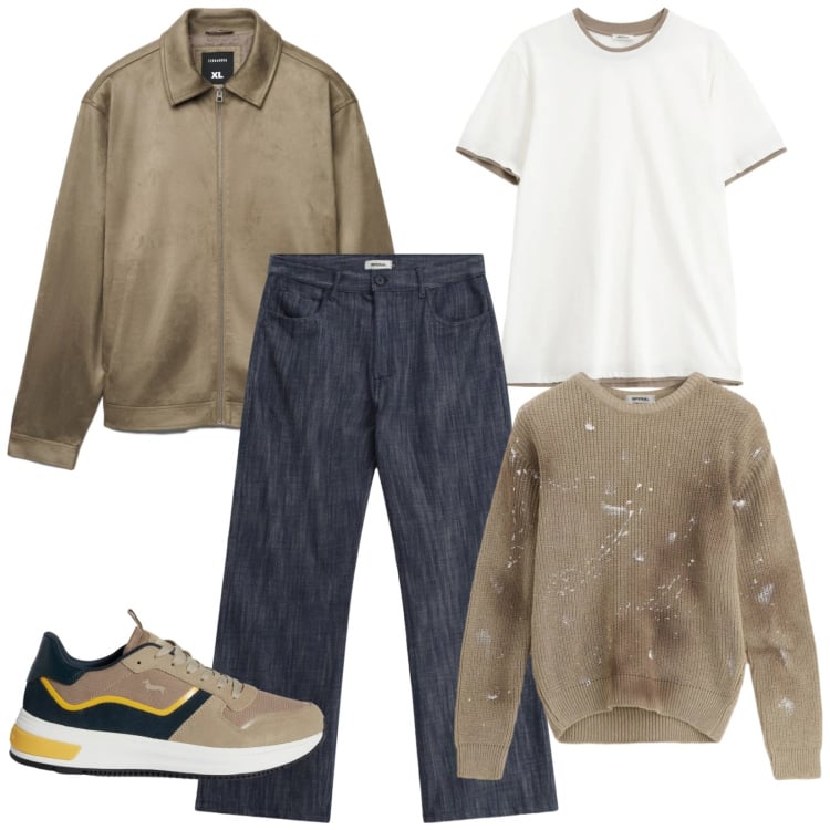 Outfit uomo - Comodità e praticità. Stile Urban per Tutti i giorni. Abbinamento con sneakers, jeans, maglieria, t-shirt, giacche.