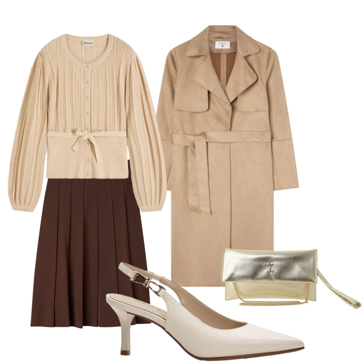 Outfit donna - Cena con amiche. Stile Romantica per Serata fuori. Abbinamento con maglieria, décolleté, borse a tracolla, trench, gonne lunghe.