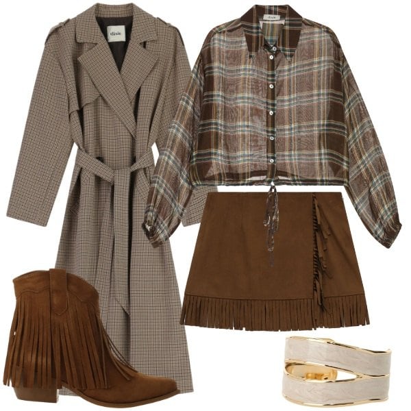 Outfit donna - Trench...verso primavera. Stile Boho per Tutti i giorni. Abbinamento con stivaletti texani, camicie, trench, anelli, minigonne.