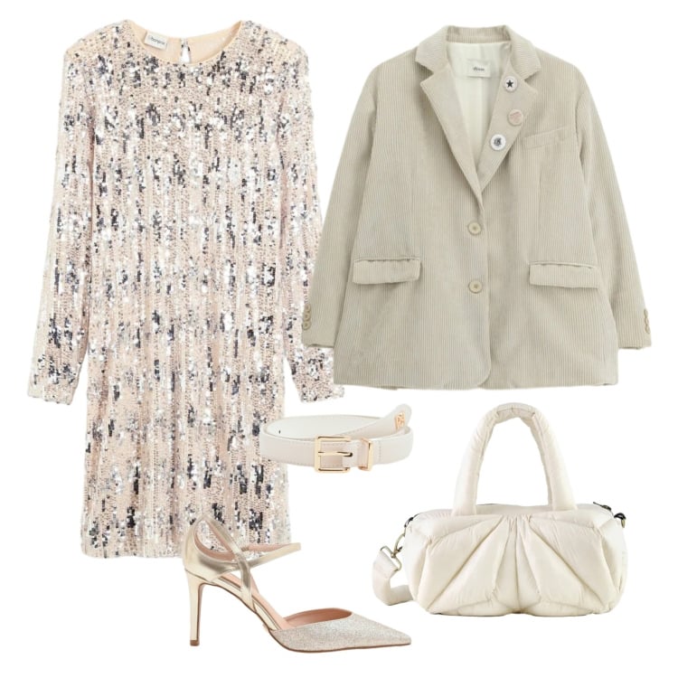 Outfit donna - Total look #2358219. Stile Casual chic per Serata fuori. Abbinamento con vestiti, blazer, cinture, décolleté, borse a mano.