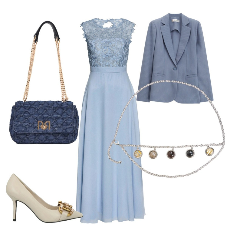 Outfit donna - Inaugurazione primaverile. Stile Bon Ton per Cerimonia. Abbinamento con décolleté, vestiti lunghi, cinture, blazer, borse a spalla.