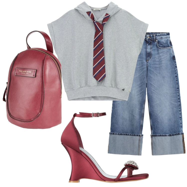 Outfit donna - Aperitivo con cravatta. Stile Glamour per Serata fuori. Abbinamento con ciabatte, zaini, jeans, felpe con cappuccio.