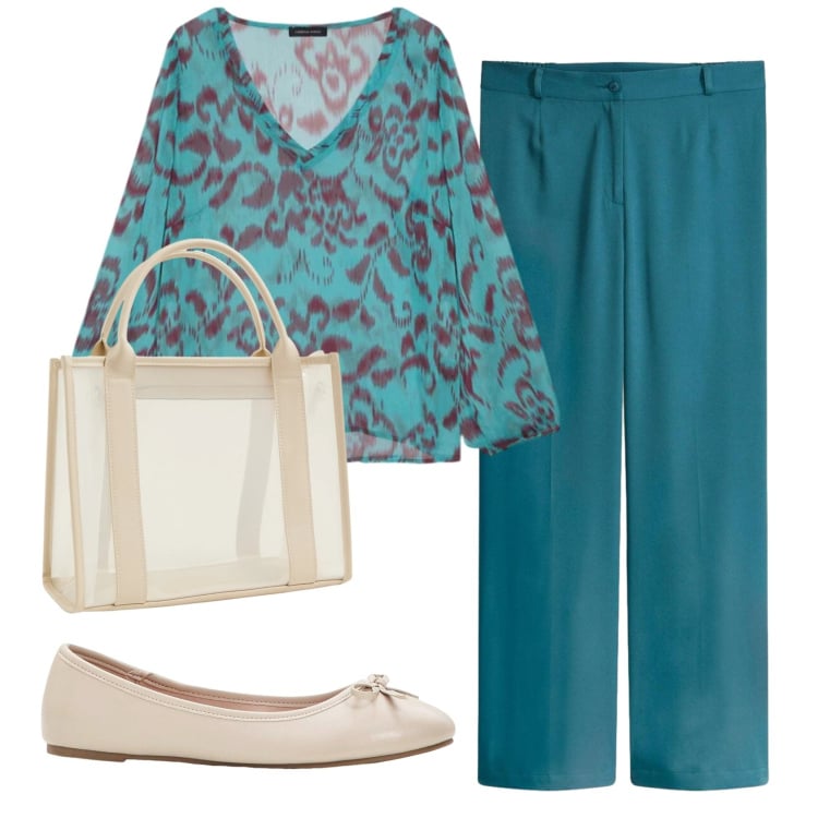 Outfit donna - Total look #2358244. Stile Basic per Ufficio. Abbinamento con ballerine, pantaloni, borse tote, bluse.