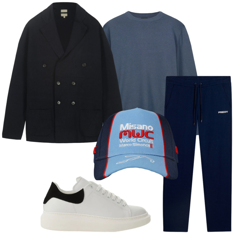 Outfit uomo - Il ritorno delle sneakers chiare. Stile Trendy per Tutti i giorni. Abbinamento con sneakers, cappelli, pantaloni sportivi, maglieria, cardigans.