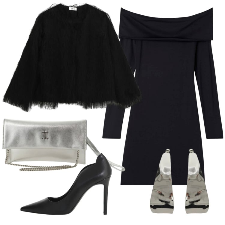 Outfit donna - Total look #2358371. Stile Chic per Serata fuori. Abbinamento con borse a tracolla, vestiti corti, décolleté, blazer, orecchini.