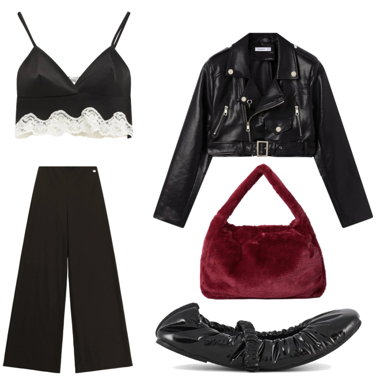 Outfit donna - Il top mini. Stile Minimal per Tutti i giorni. Abbinamento con giacche, pantaloni a palazzo, borse a spalla, top, ballerine.