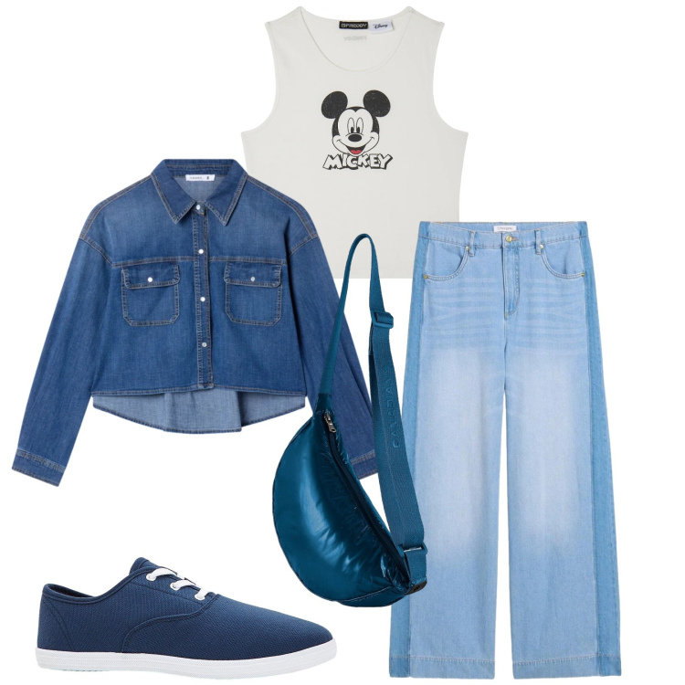 Outfit donna - Total look #2358424. Stile Casual per Tutti i giorni. Abbinamento con sneakers, jeans, camicie, canottiere, borse a tracolla.