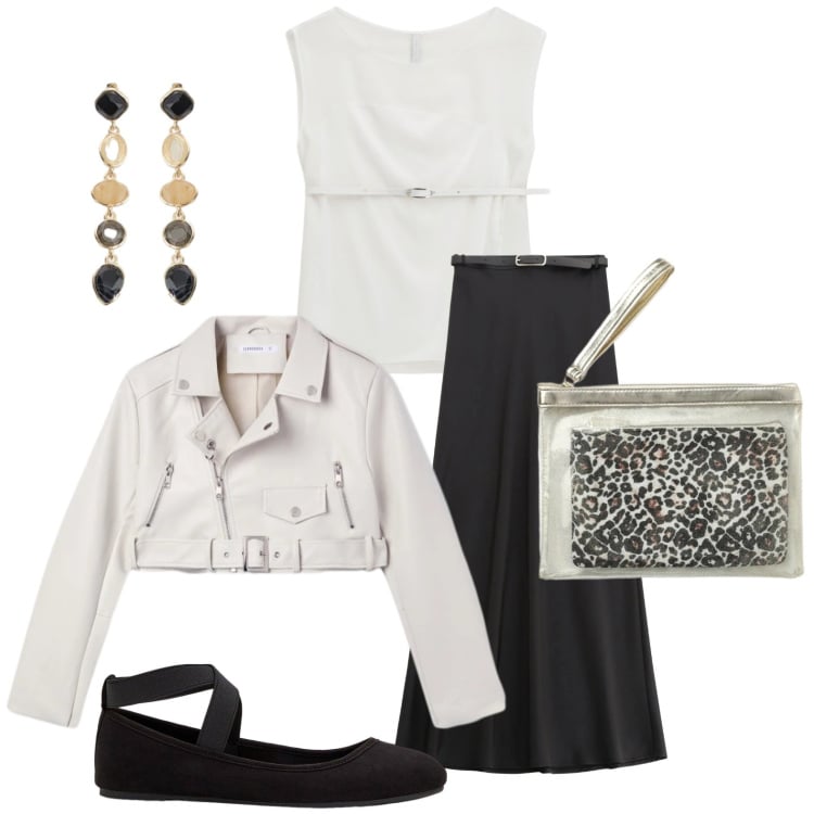 Outfit donna - Le ballerine trendy. Stile Basic per Tutti i giorni. Abbinamento con ballerine, pochette, giacche, gonne lunghe, top, cappelli con visiera.