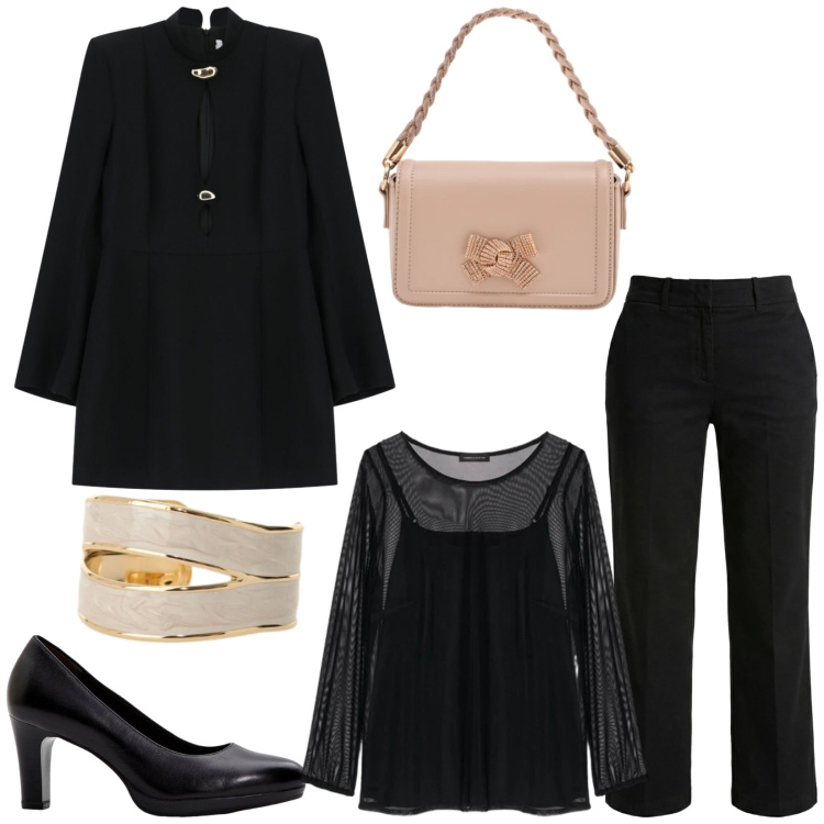 Outfit donna - Total look #2358435. Stile Bon Ton per Serata fuori. Abbinamento con décolleté, pantaloni, vestiti corti, bluse, anelli, pochette.