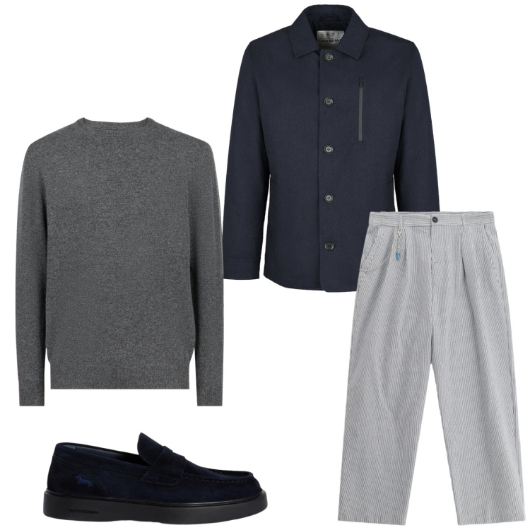 Outfit uomo - Total look #2358437. Stile Business/Elegante per Serata speciale. Abbinamento con scarpe stringate, pantaloni, piumini, maglieria.