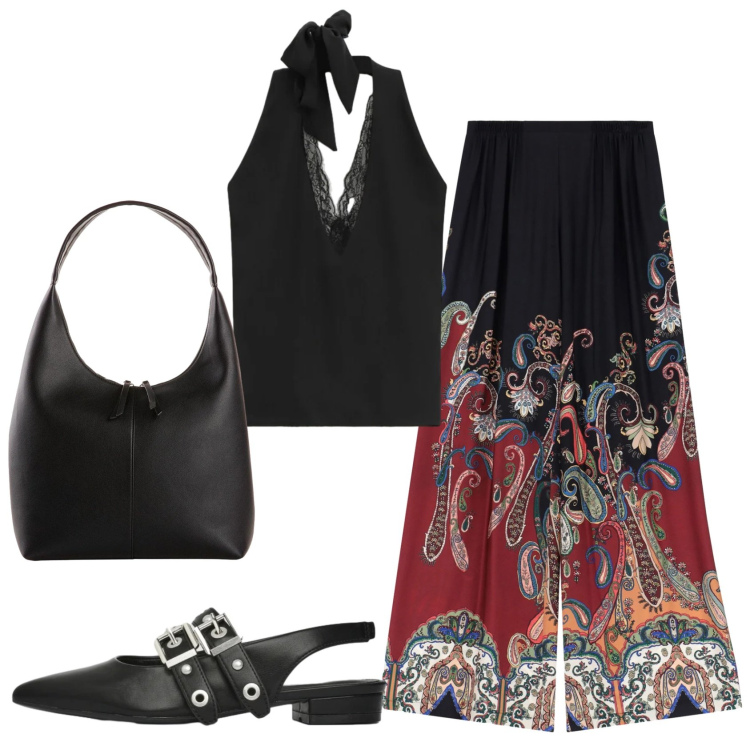 Outfit donna - Total look #2358530. Stile Etnico per Tutti i giorni. Abbinamento con shopping bag, ballerine, pantaloni a palazzo, top.