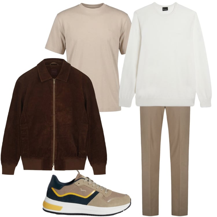 Outfit uomo - Impeccabilmente sportivo. Stile Casual per Tutti i giorni. Abbinamento con sneakers, t-shirt, maglieria, giacche, pantaloni.