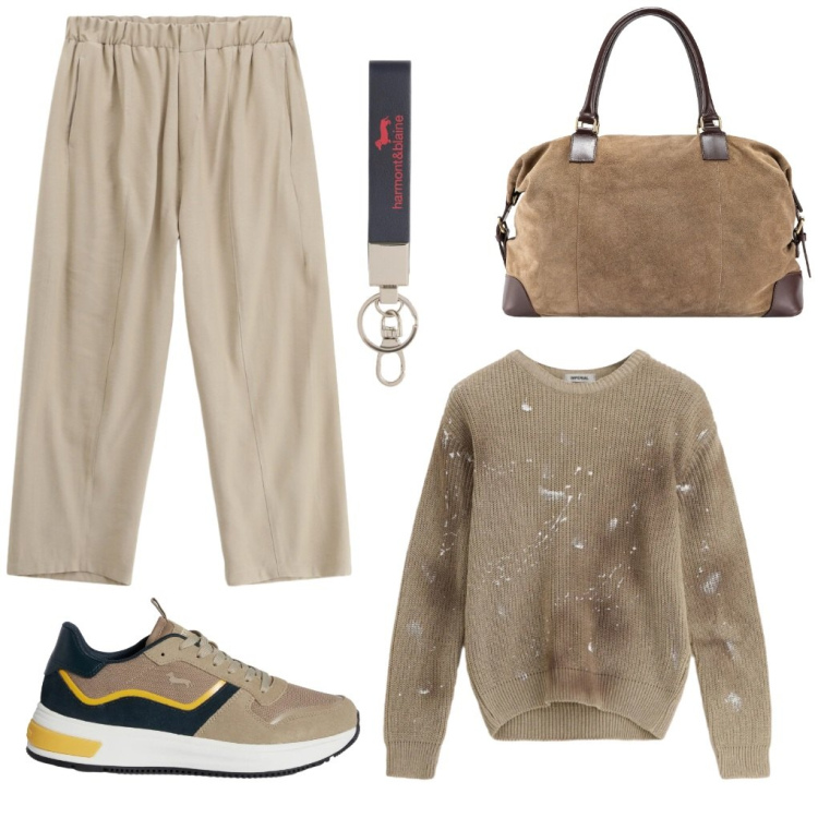 Outfit uomo - Liam: professione-imbianchino. Stile Urban per Tutti i giorni. Abbinamento con sneakers, portachiavi, pantaloni, maglieria, borse sportive.