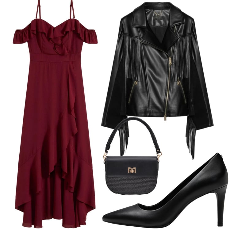 Outfit donna - Total look #2358640. Stile Rock per Cerimonia. Abbinamento con décolleté, vestiti, giacche, borse a spalla.